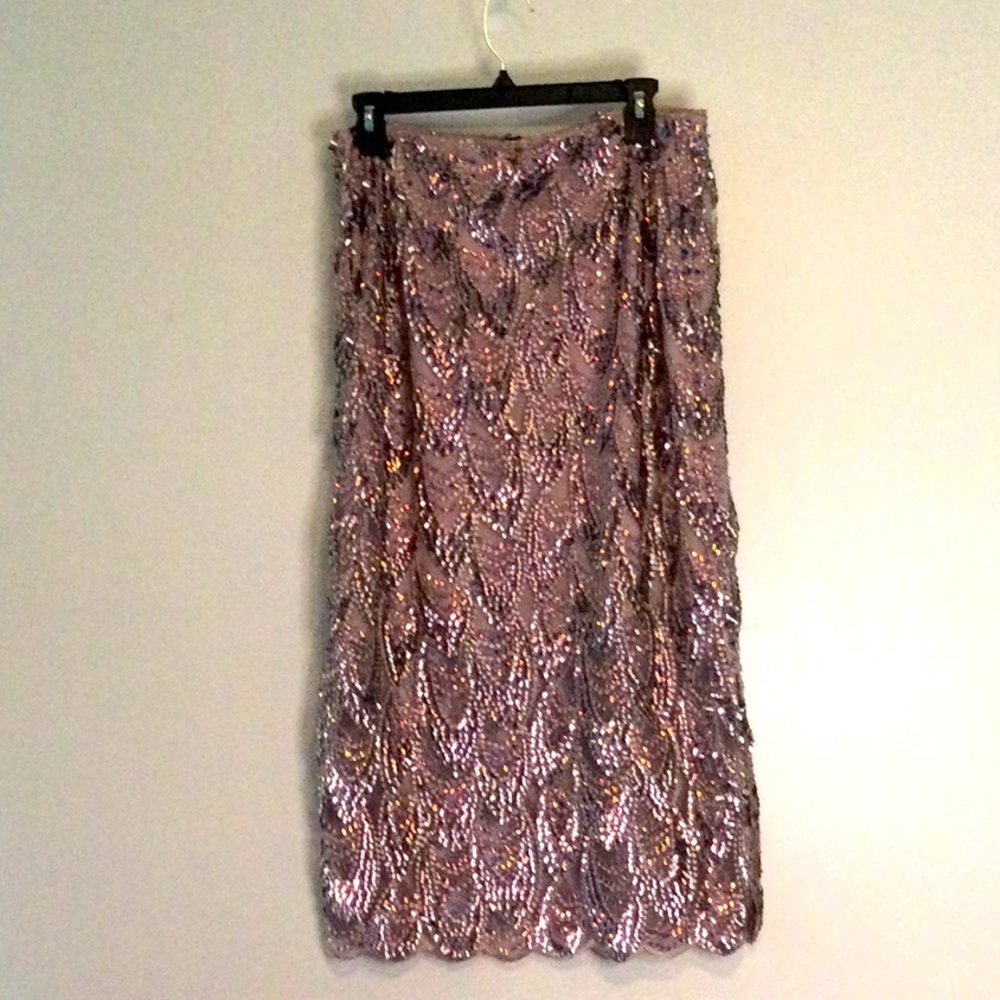 Sequin Embellished Midi Skirt in Rose Gold